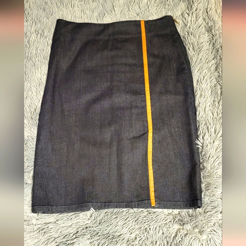 Ralph Lauren Black Denim Knee Length Pencil Skirt, Size 4